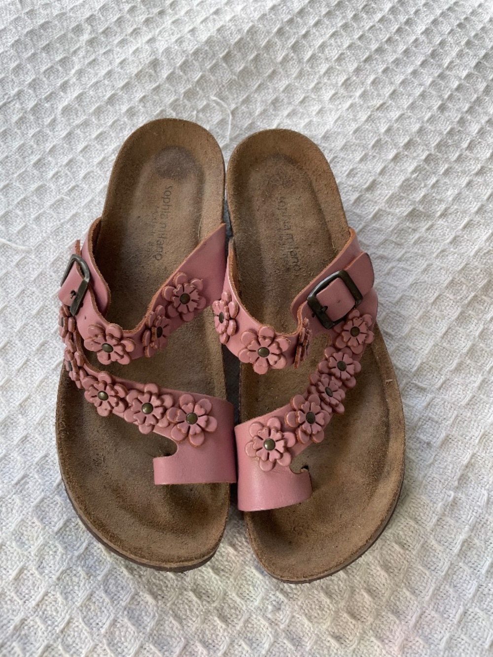 Sophia Milano Italian Floral Cork Wedge Sandals - Size 8/8.5